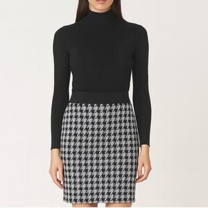 Evan Picone Black Label A-Line Black & White Houndstooth Pencil Skirt Size 4
